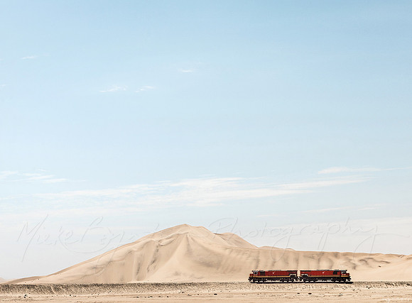 A double-headed locomotive train by photographer Mieke Boynton